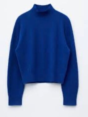 H&M Cashmere Royal Blue Mockneck S EUC